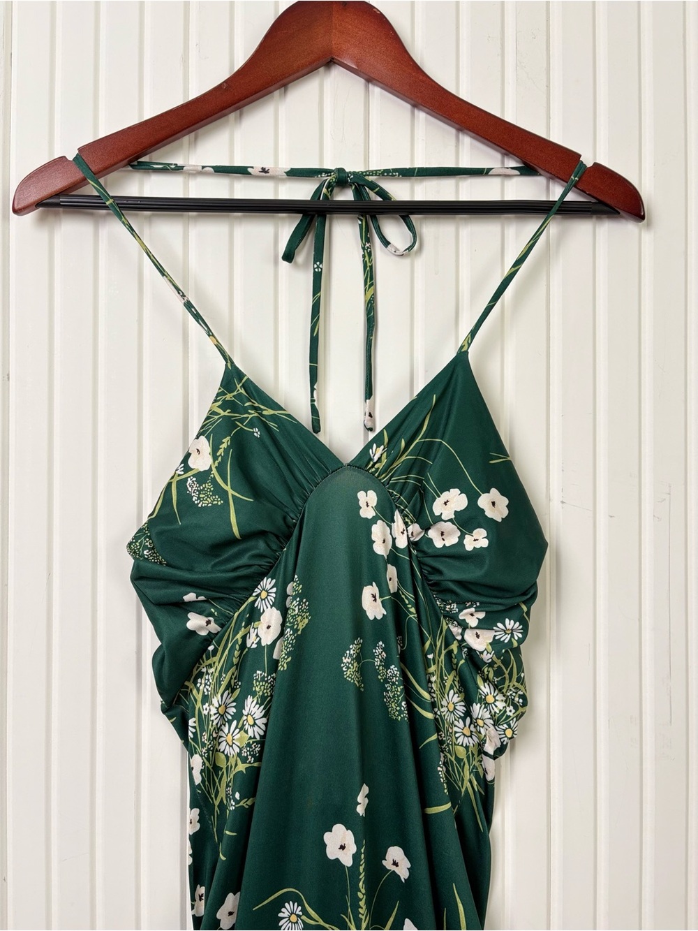 Parthea Floral Satin Slip Maxi Dress M Lace Up Open Back Summer Wedding Guest - Picture 4 of 14